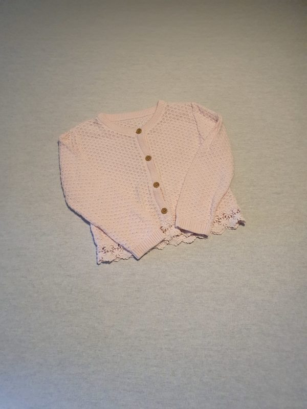 Girls 12-18 George pink crochet cardigan