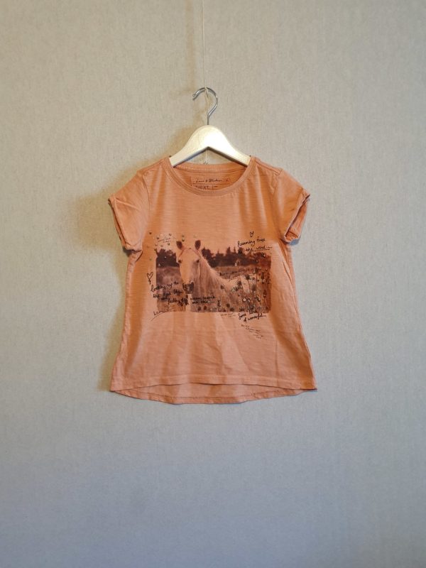 Girls 6-7 Next orange horse t-shirt