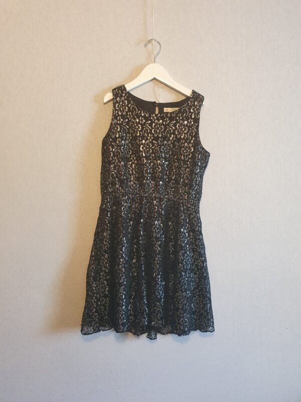 Girls 9-10 Yumi girl black silver lace dress