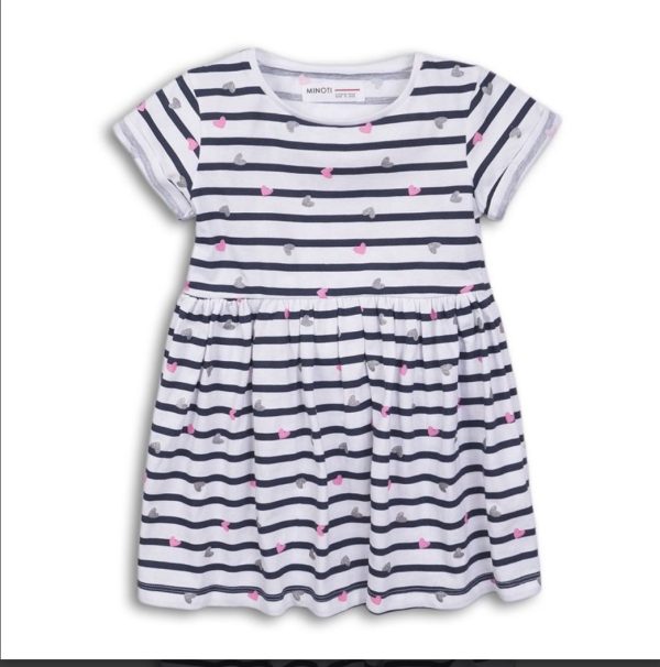 Girls Minoti 7-8 striped heart print dress