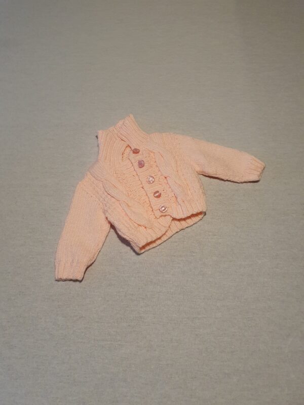 Girls 6-9 Hand knit peach cardigan