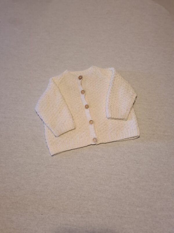 Boys 6-9 Hand knitted white cardigan