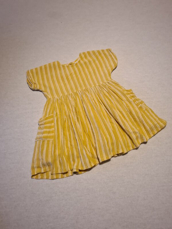 Girls 6-9 Next mustard stripe pocket dress