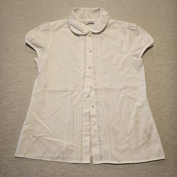 Girls 9-10 George white pleat detail blouse