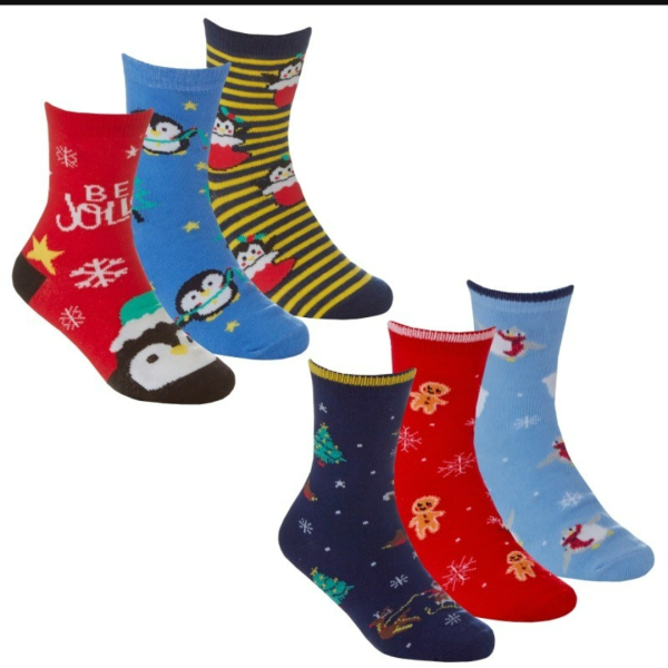 Unisex 12.5-3.5 Christmas 3 pack socks (PENGUIN)