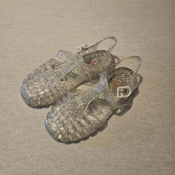 Girls Infant size 11 silver sparkle jelly shoes